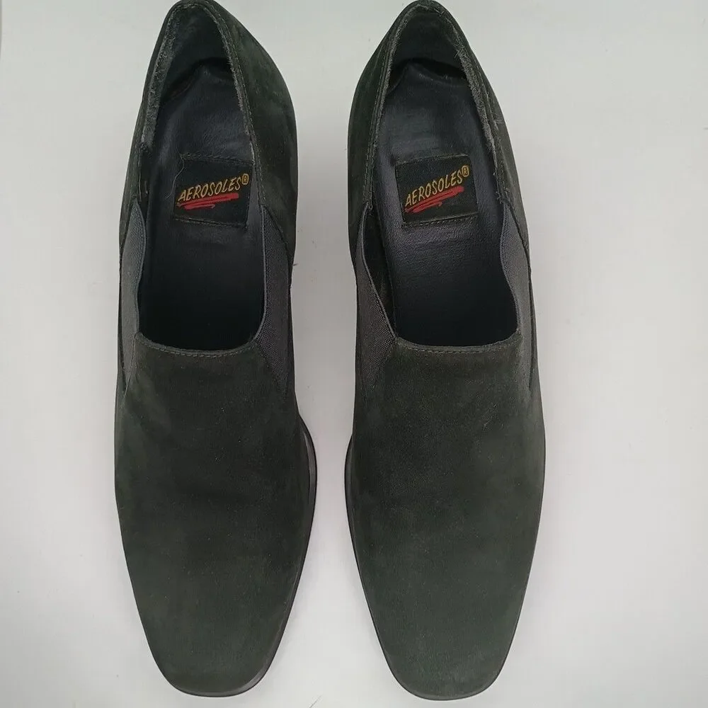 Aerosoles Shoes Heel A Copter Womens 7B Charcoal Gray Suede Leather Upper